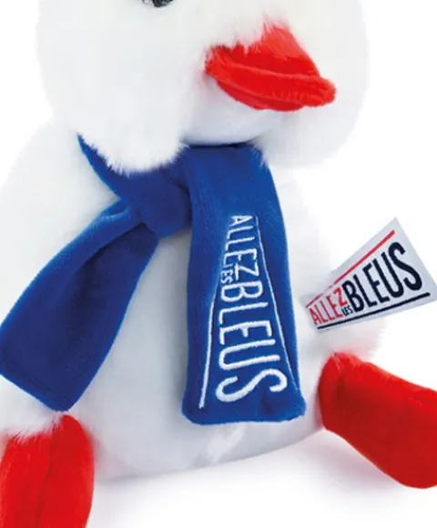 Doudou et Compagnie Allez les Bleus - Peluche poussin Cocorico blanc avec écharpe supporter - 20 cm> Peluches