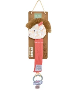 Doudou et Compagnie Attache sucette girafe - 18 cm - Corail> Attache Sucette