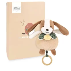 Doudou et Compagnie Boite a musique bebe - Chien marron et vert - 20 cm> Boîte À Musique