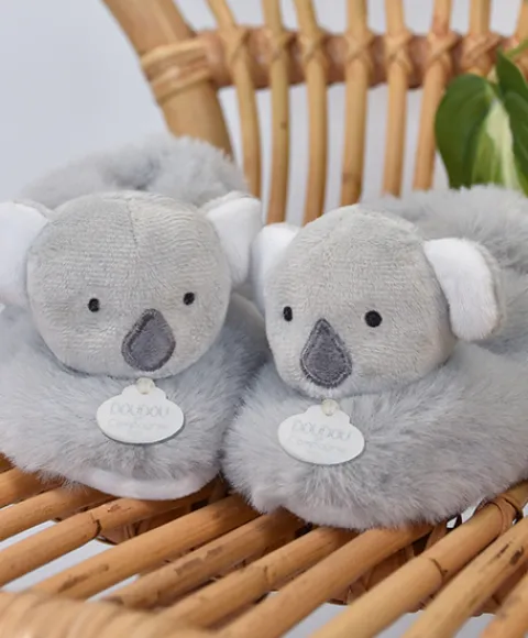 Doudou et Compagnie Chaussons bébé en peluche Koala - Unicef - 0-6 mois> Chaussons