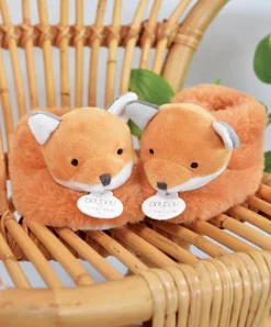 Doudou et Compagnie Chaussons bebe en peluche renard - 0/6 mois -Unicef> Chaussons