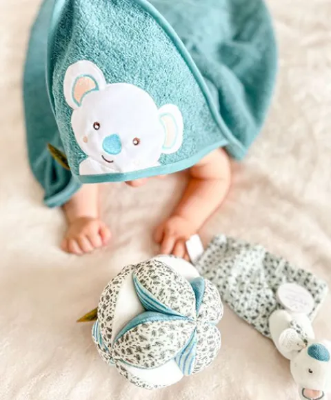 Doudou et Compagnie Coffret cadeau cape de bain et Doudou Yoca le koala - 80 x 80 cm> Doudou Mouchoir|Cape De Bain
