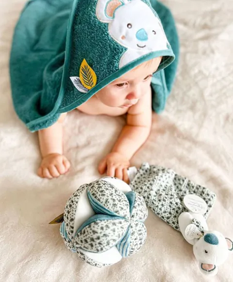 Doudou et Compagnie Coffret cadeau cape de bain et Doudou Yoca le koala - 80 x 80 cm> Doudou Mouchoir|Cape De Bain