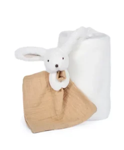 Doudou et Compagnie Coffret cadeau naissance plaid et Doudou Lapin Happy Wild - 70 x 100 cm> Doudou Mouchoir|Petit Format
