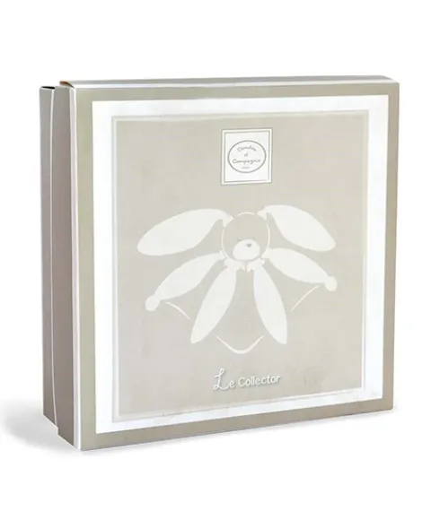 Doudou et Compagnie Coffret Doudou lapin pétales Collector taupe - 28 cm> Doudou Plat