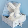 Doudou et Compagnie Coffret Doudou plat Lapin bleu - Happy Glossy - 25 cm> Doudou Plat