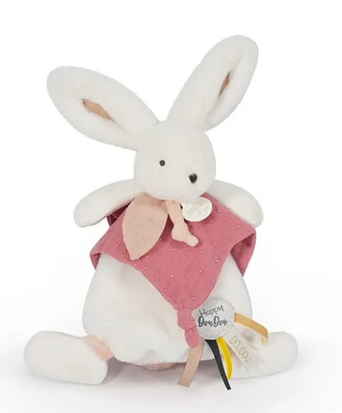 Doudou et Compagnie Coffret Doudou plat Lapin Vieux rose - Happy Boho - 25 cm> Doudou Plat