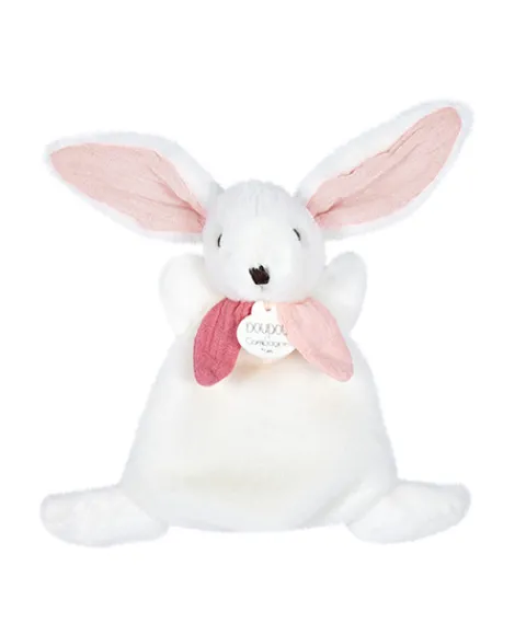 Doudou et Compagnie Coffret Mini Doudou Lapin Vieux rose - Happy Boho - 17 cm> Petit Format|Doudou Plat