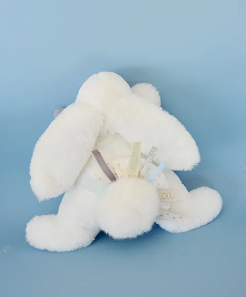 Doudou et Compagnie Coffret Pantin Lapin bleu - Happy Glossy - 25 cm> Peluches