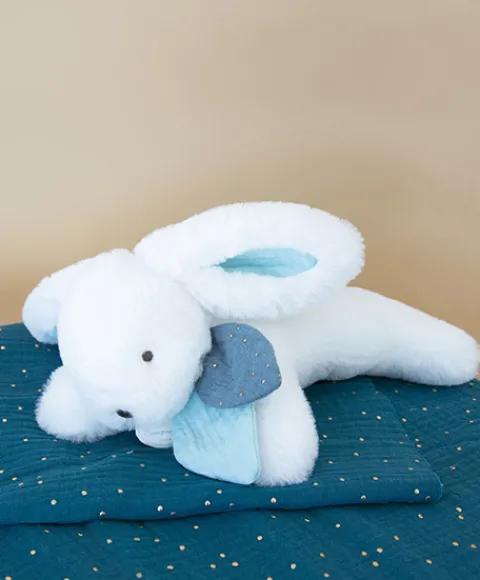 Doudou et Compagnie Coffret Pantin Lapin bleu - Happy Glossy - 25 cm> Peluches