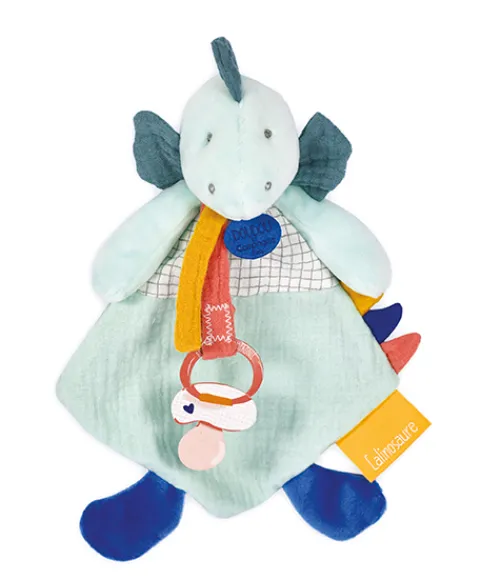 Doudou et Compagnie Coffret peluche dinosaure vert - Attache-tetine Filou - 23 cm> Doudou Attache-Sucette|Attache Sucette
