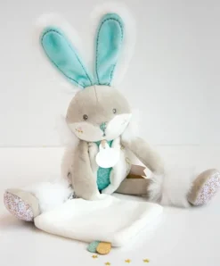 Doudou et Compagnie Coffret peluche lapin de sucre- lapin mouchoir vert - 31 cm> Peluche Avec Doudou