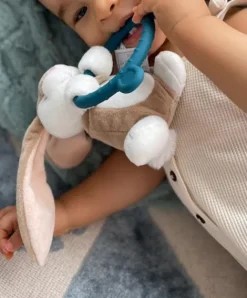 Doudou et Compagnie Doudou anneau de dentition - Hochet - HOULAHOP - terracota-bleu marine> Hochets Et Pantins D'Activités