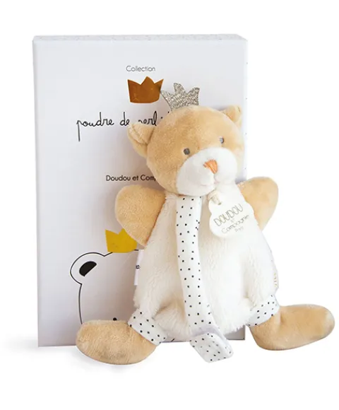 Doudou et Compagnie Doudou attache sucette ours Petit Roi marron - 15 cm> Petit Format|Doudou Plat