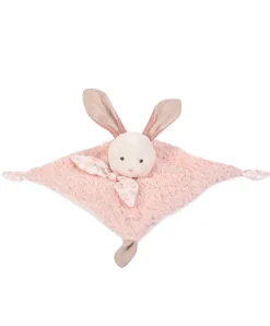 Doudou et Compagnie Doudou carré plat lapin rose en coton BIO - 25 cm> Doudou Plat|Doudous En Coton Bio