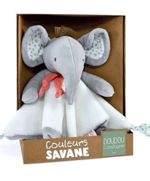 Doudou et Compagnie Doudou elephant gris - 25 cm> Doudou Plat