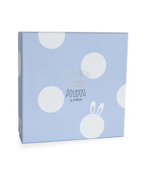 Doudou et Compagnie Doudou Lapin Bonbon Bleu - 26 cm> Doudou Plat