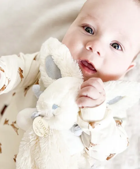 Doudou et Compagnie Doudou Lapin Bonbon Bleu - 26 cm> Doudou Plat