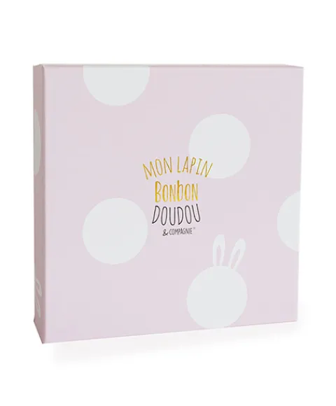 Doudou et Compagnie Doudou Lapin Bonbon Rose - 26 cm> Doudou Plat