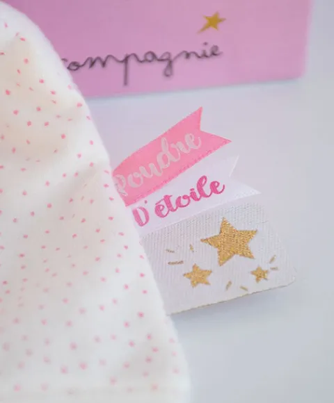 Doudou et Compagnie Doudou lapin mouchoir rose lapin étoile - 10 cm> Doudou Mouchoir|Petit Format