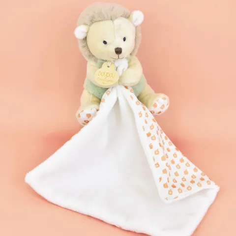 Doudou et Compagnie Doudou mouchoir hérisson vert et marron - 11 cm> Doudou Mouchoir