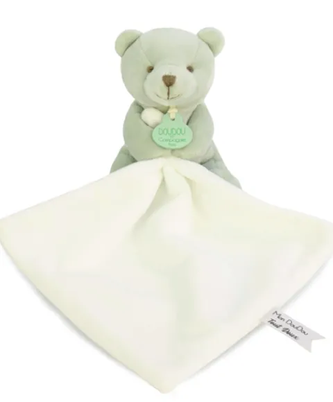 Doudou et Compagnie Doudou mouchoir- Mon petit ourson - Vert Clair - 10 cm> Doudou Mouchoir