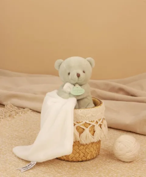 Doudou et Compagnie Doudou mouchoir- Mon petit ourson - Vert Clair - 10 cm> Doudou Mouchoir