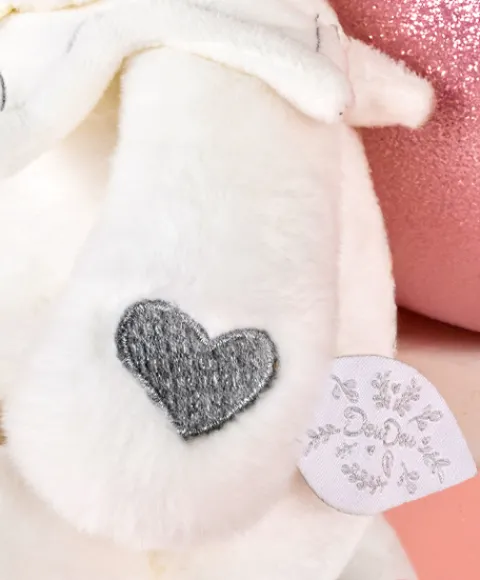 Doudou et Compagnie Doudou mouchoir ours Gris - 30 cm - Collection Anniversaire> Doudou Mouchoir|Peluches