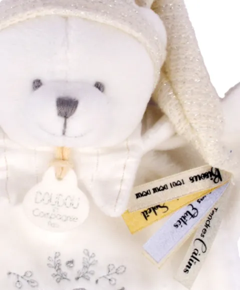 Doudou et Compagnie Doudou Ours cape Blanc - 25 cm - Collection Anniversaire> Doudou Mouchoir|Doudou Plat