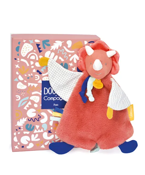 Doudou et Compagnie Doudou plat dinosaure orange Lou - 25 cm> Doudou Plat