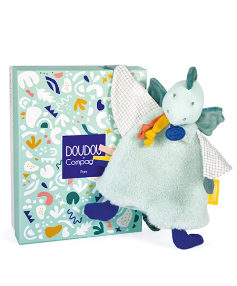 Doudou et Compagnie Doudou plat dinosaure vert Filou - 25 cm> Doudou Plat