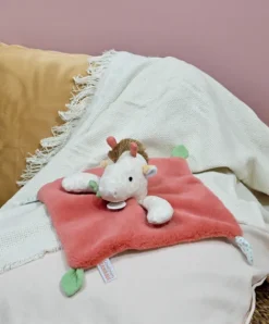 Doudou et Compagnie Doudou plat girafe beige et rouge -25 cm> Doudou Plat