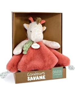 Doudou et Compagnie Doudou plat girafe beige et rouge -25 cm><noscript><img width=