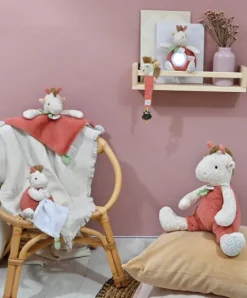 Doudou et Compagnie Doudou plat girafe beige et rouge -25 cm><noscript><img width=