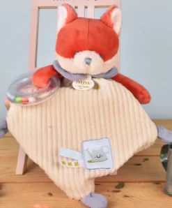 Doudou et Compagnie Doudou plat hochet billes - Renard Romarin - 21 cm><noscript><img width=