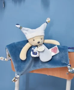Doudou et Compagnie Doudou plat Ours 3 histoires - Bleu> Doudou Plat