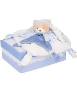 Doudou et Compagnie Doudou plat ours Petit chou - Bleu - 27 cm> Doudou Plat