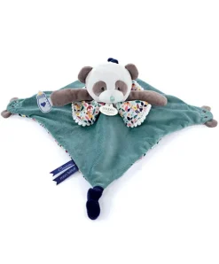 Doudou et Compagnie Doudou plat panda vert avec marionnette à doigt - 30 cm> Doudou Plat|Marionnettes