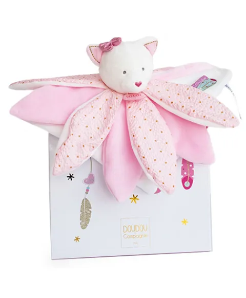 Doudou et Compagnie Doudou pétales Chat rose- Attrape-rêves - 26 cm> Doudou Plat