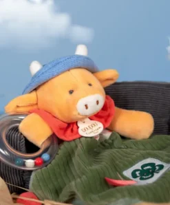 Doudou et Compagnie Doudou vache avec hochet billes - Aneth -21 cm><noscript><img width=