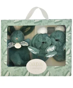Doudou et Compagnie Lapin Doudou - Coffret cadeau Chaussons et Doudou Vert Sauge 15 cm><noscript><img width=