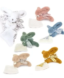 Doudou et Compagnie Lapin DOUDOU® - Peluche lapin jaune moutarde avec doudou assorti - 16 cm><noscript><img width=