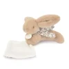 Doudou et Compagnie Lapin DOUDOU® - Peluche lapin Beige avec doudou assorti - 16 cm> Peluches