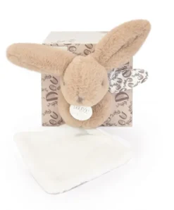 Doudou et Compagnie Lapin DOUDOU® - Peluche lapin Beige avec doudou assorti - 16 cm><noscript><img width=