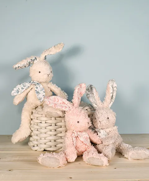 Doudou et Compagnie Lapin peluche gris en coton Bio 25 cm> Doudous En Coton Bio|Peluches