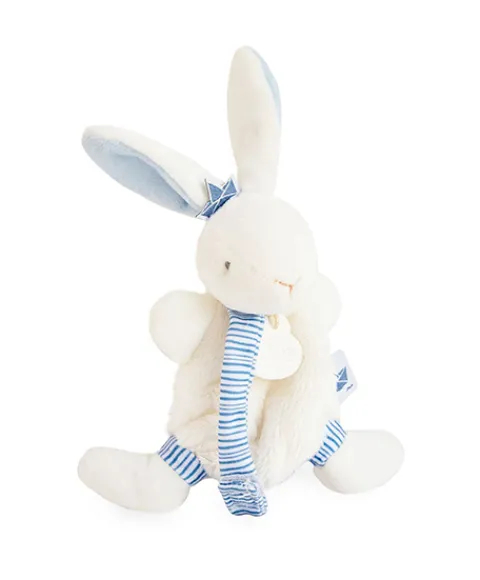 Doudou et Compagnie Mini doudou attache sucette lapin matelot bleu - 15 cm> Petit Format|Doudou Plat