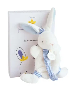 Doudou et Compagnie Mini doudou attache sucette lapin matelot bleu - 15 cm><noscript><img width=