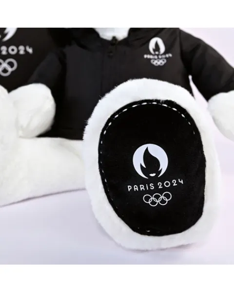 Doudou et Compagnie Ours en peluche blanc avec veste noire JO2024 - 40 cm - Collection Premium> Peluches|Les Ours En Peluche