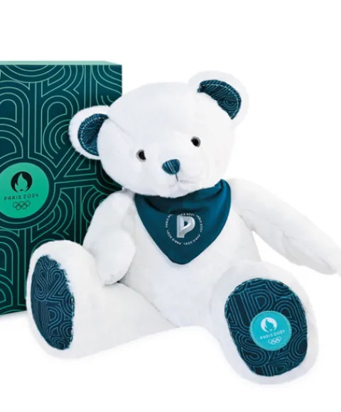 Doudou et Compagnie Ours en peluche Premium blanc avec bandana Paris 2024 - 37 cm> Peluches|Les Ours En Peluche
