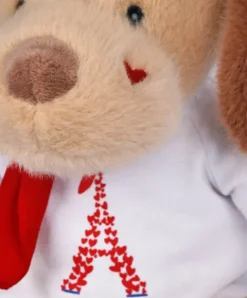 Doudou et Compagnie Peluche chien marron clair T Shirt Tour Eiffel - 26 cm><noscript><img width=